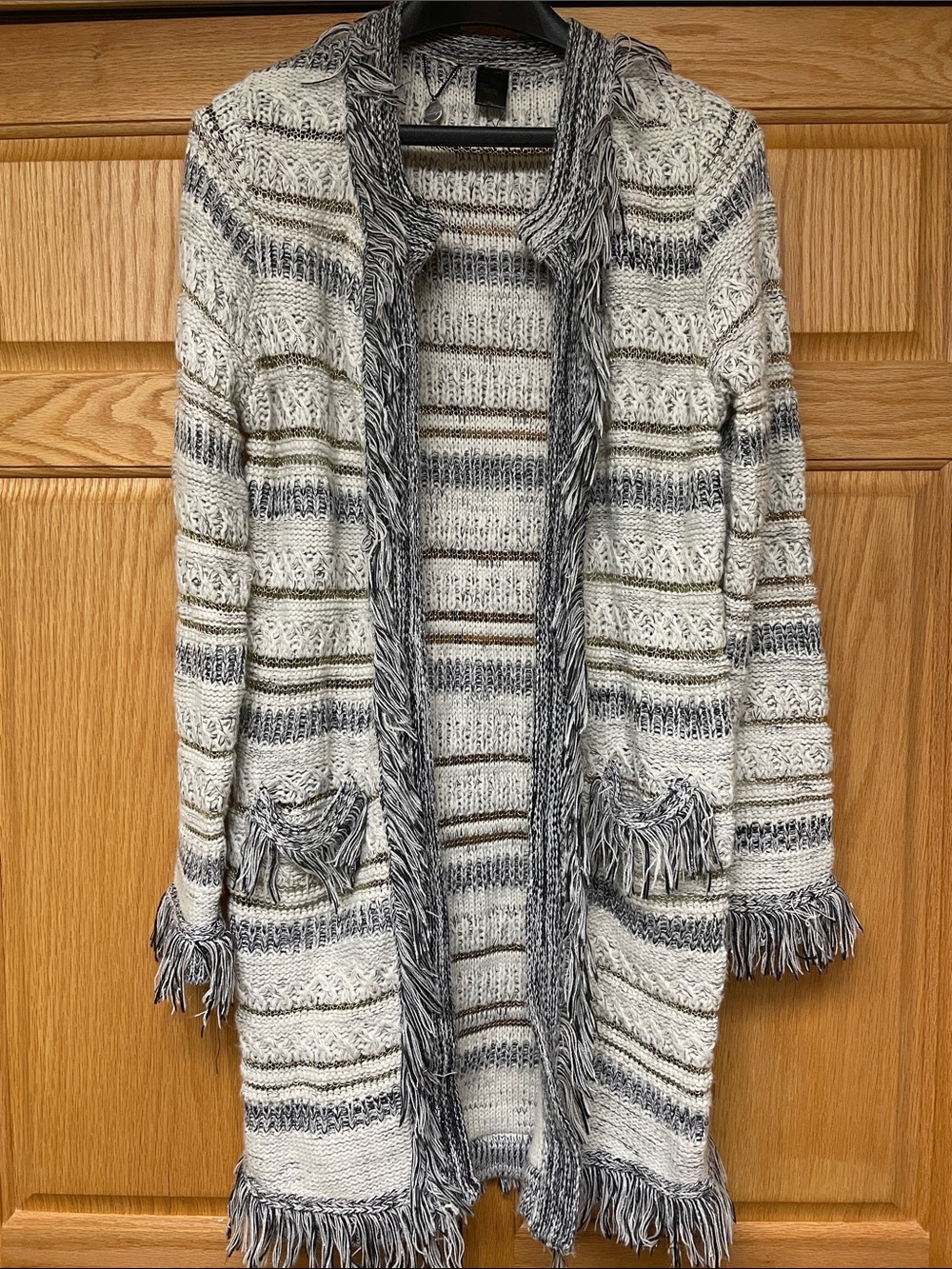 BKE Women's Fringe Open Cardigan - Size Medium